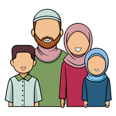 muslim family vector illustration, islamic theme design element, suitable for islamic holiday banner, poster, and etc