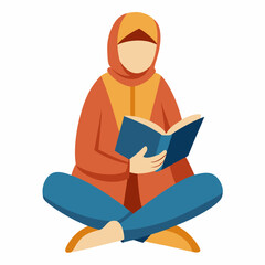 islamic person reading quran vector illustration, islamic theme design element, suitable for islamic holiday banner, poster, and etc