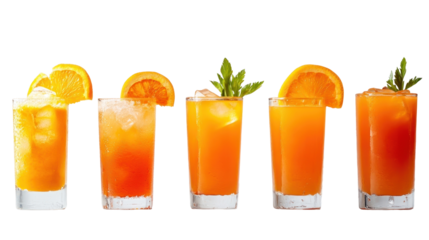 Refreshing Colorful Orange Drinks with Mint and Ice in Stylish Glasses for Summer Gatherings and Celebrations