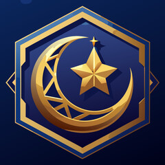 golden crescent moon and star with islamic ornamental, vector illustration, islamic theme design element, suitable for islamic holiday banner, poster, and etc