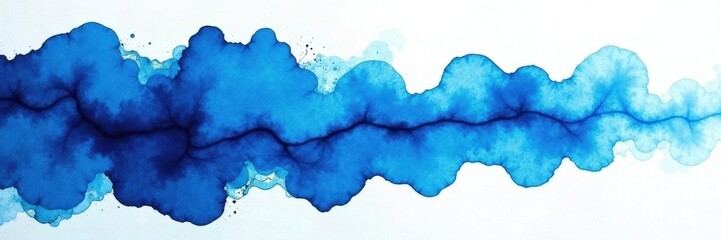 Deep azure ink blot, soft aquarelle diffusion, organic shape , abstract, creative, splash
