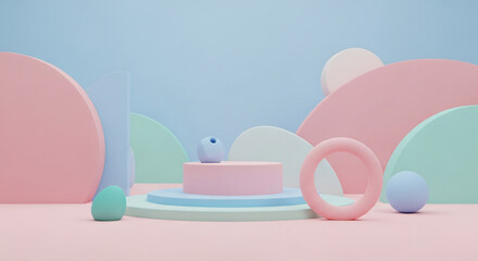 Pastel Minimalist Geometric Landscape