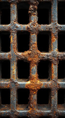 Grid of rusty steel beams showcases the contrast between structural strength and natural decay. Symbol of industrial endurance, aging architecture, and the passage of time. Engineering and design focu