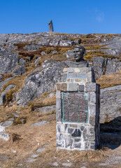 Memorial for Jonathan Petersen next to Nuuk cathedral church. He wrote the Greenland national anthem