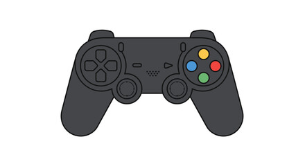 Modern Game Controller Illustration &ndash; Colored Face Buttons & Analog Sticks on Black