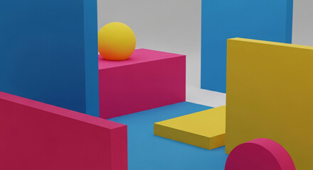 Modern Art Installation with Architectural Elements