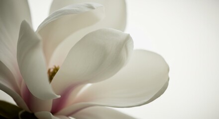 Soft light illuminates delicate white magnolia petals. AI Generated