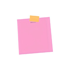 Pink Sticky Note with Yellow Tape: Blank Memo Pad