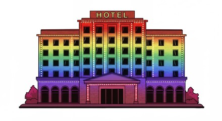 Lgbtq pride hotel illustration