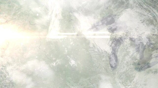 Earth zoom in from space and focus on Brooklyn Park, Minnesota, USA. Background for travel intro or blog. Satellite view. 3D style Animation. Images from NASA.