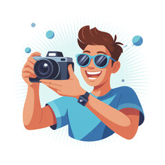 Photographer holding camera