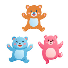 Obraz premium カラフルなクマのキャラクターイラストセット