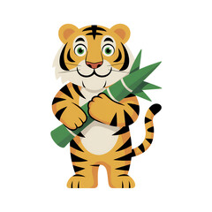 Tiger Holding Bamboo