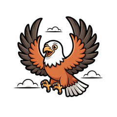Obraz premium Cartoon Eagle Flying with Clouds