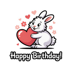 Bunny Holding Heart for Birthday