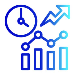 Efficiency Gauge Icon - Outline Gradient Style for Performance Metrics.