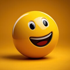 Fototapeta premium Bright yellow 3d emoticon with wide grinning face