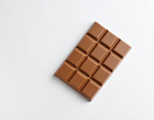 Fototapeta premium Minimalist plain chocolate bar, unwrapped with broken edge detail, on soft neutral background. Sharp focus and natural lighting—ideal for food ads, packaging, or dessert visuals.