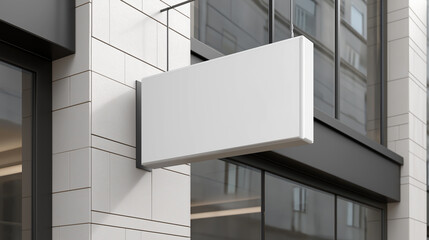 Shop sign hanging outside modern retail store
