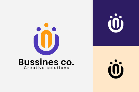 A modern abstract logo design featuring three human-like figures connected in a circular formation, representing unity, teamwork, and community