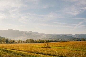 Fototapeta premium Majestic Cades Cove Mountain Scene Wide-Angle