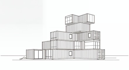Stacked shipping container architectural design