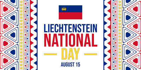 Fototapeta premium Celebrate liechtenstein national day august fifteenth with flag and design
