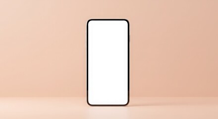Modern smartphone on a pink background with a blank screen