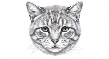 Detailed grayscale cat head drawing