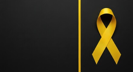 Hope and Awareness Yellow Ribbon Symbol on Black Background