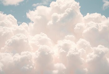 Soft, white, fluffy clouds form an ethereal, abstract texture,  feathery,  picture