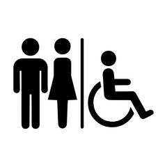 Accessible restroom icon with transparent background symbolizing inclusive toilet facilities and wheelchair accessibility
