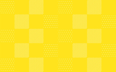 黄色いパッチワーク風背景 – ドット＆ストライプ模様