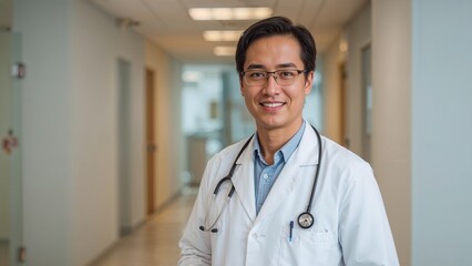 Asian professional portrait of a doctor in a clinical setting