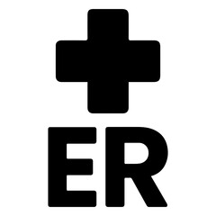 Emergency room ER icon with transparent background symbolizing hospital urgent care and medical emergency services

