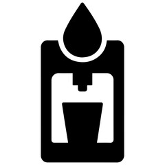 Water cooler icon with transparent background symbolizing office hydration and refreshment station
