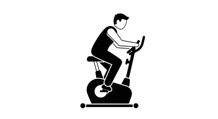 Silhouette of a Person Exercising on an Elliptical Machine Representing Fitness and Determination Isolated on White Background