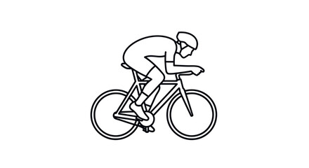 Naklejka premium A Cyclist In Motion Racing Forward On A Bicycle Isolated On White Background