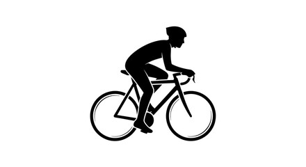 Fototapeta premium Silhouette of a Cyclist Riding a Bicycle in Motion Isolated on White Background
