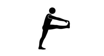 Silhouette of a Person Stretching One Leg Forward Demonstrating Fitness and Flexibility Isolated on White Background