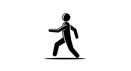 Silhouette of a Walking Figure in Motion Against a Bright Background Isolated on White Background