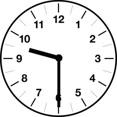 Analog clock illustration showing half past each hour