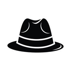 A classic fedora hat, black silhouette, simple design, stylish headwear.