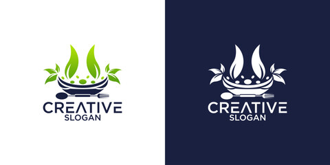 soup bowl logo vector design