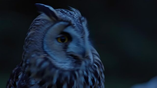 Long-eared Owl Portrait - Nocturnal Bird of Prey