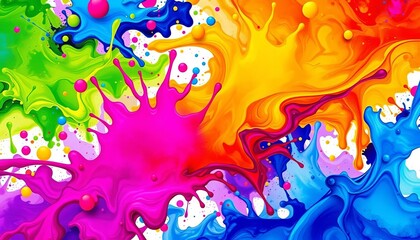 Fototapeta premium Vibrant vector paint splashes in diverse colors, ideal for brochure, poster, or flyer backgrounds, paint splatters, vector