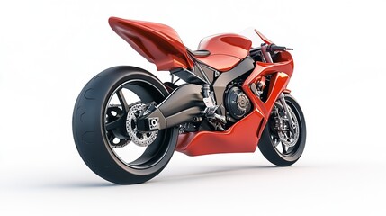 3D rendered racing motorcycle with shadow white background