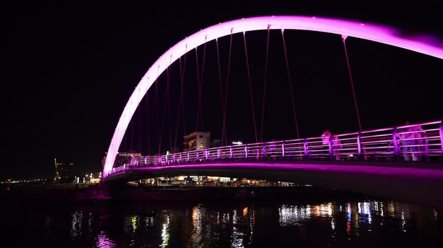 Gangmun Sotdae Bridge Lit in Rainbow Colors at Night