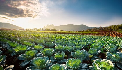 Fototapeta premium cabbage farm cabbage produce agriculture and fresh food cultivating vegetables