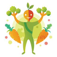 Healthy Lifestyle Vegetable Man Illustration | Organic Food&nbsp;Vector&nbsp;Design